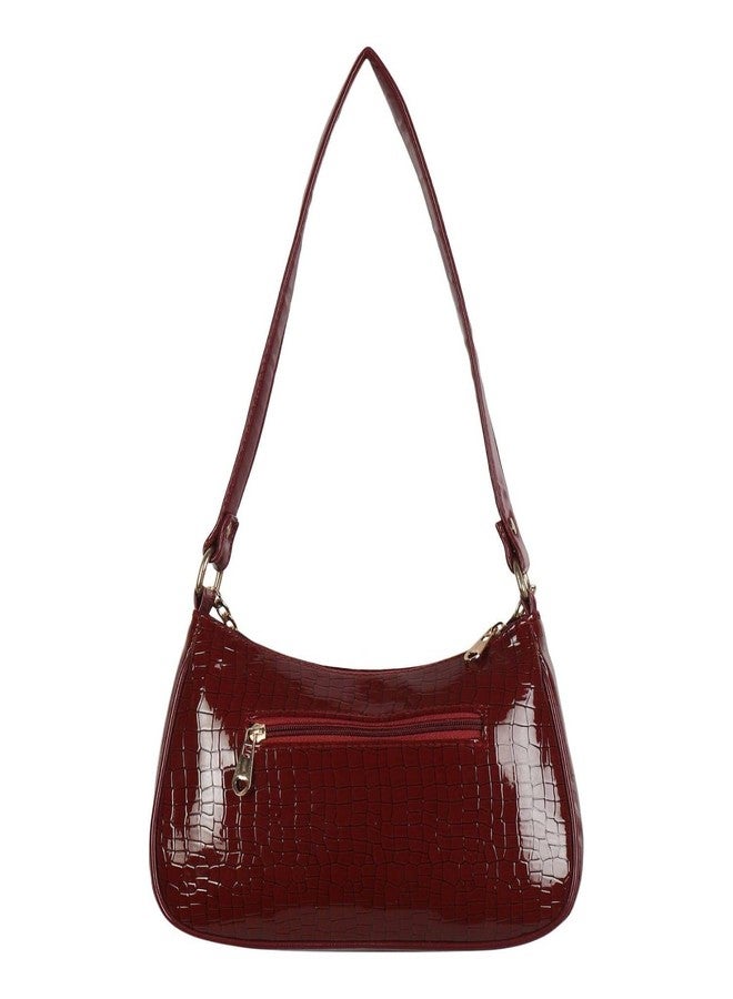 Dcozi Purses for Women Dumpling Small Hobo Bags Vegan Ladies Clutch Hand Bag PU Shoulder Bag -SB01 (Maroon) - Image 3